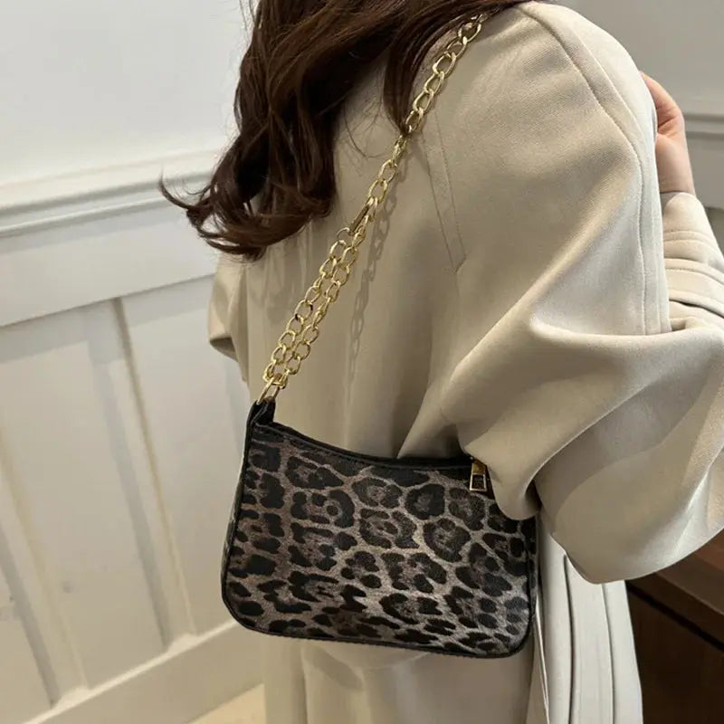 Leopard Pattern Shoulder Bags For Women, Fashion Chain - Jungle Line