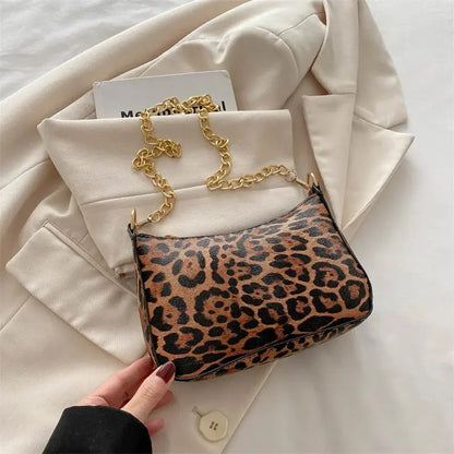 Leopard Pattern Shoulder Bags For Women, Fashion Chain - Jungle Line