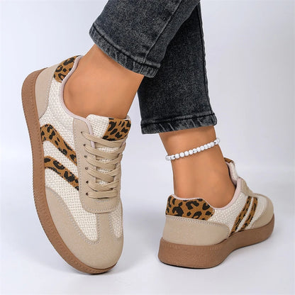 Jungle Line women's fashion casual sneakers in leopard print, lightweight, non-slip sport shoes with retro designer style.