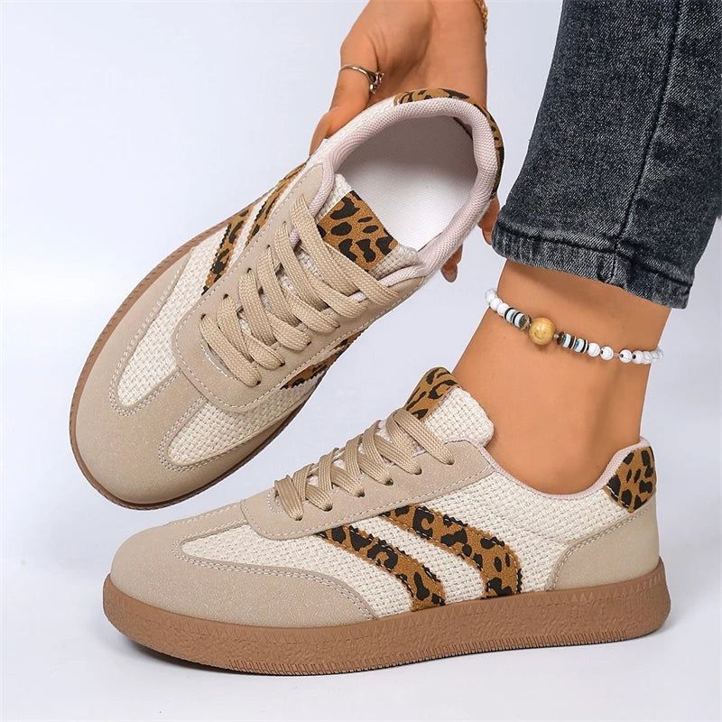 Jungle Line women's casual leopard print sneakers with lightweight design, non-slip sole, retro style, and comfortable fit.