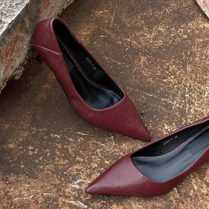 Brown vintage Leopard Pumps for women by Jungle Line, pointed toe slip-on shoes suitable for office or casual wear.