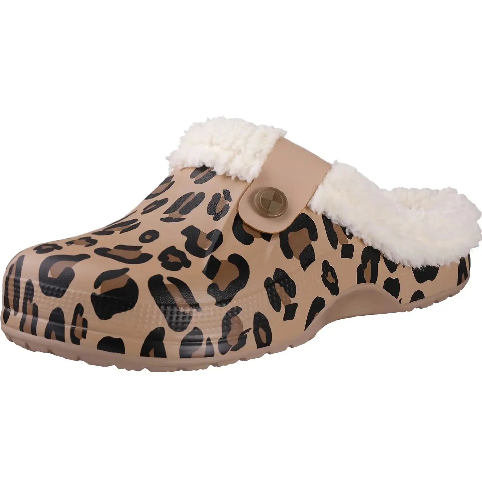 Brown Jungle Line men's casual garden shoes with warm fluffy lining and slip-on design, perfect for indoor and outdoor comfort.