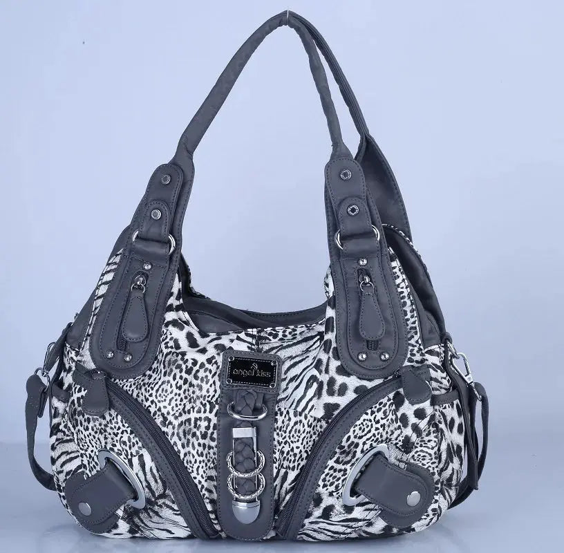 Angelkiss leopard print women's shoulder bag with top handle, large tote, satchel style, by Jungle Line.