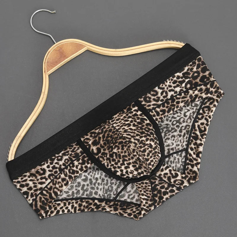 Caleçons hommes Jungle Line à imprimé léopard, coupe U, taille basse, sous-vêtements sexy et confortables en lingerie et maillot de bain