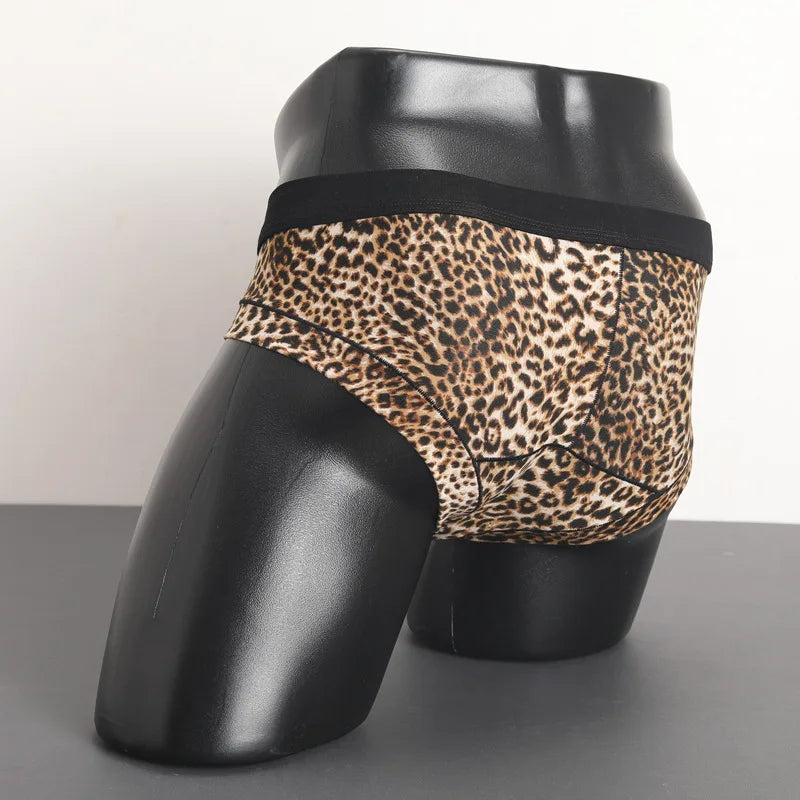 Caleçon homme Jungle Line en tissu à motif léopard, coupe basse, avec poche U convexe, sous-vêtements et maillot de bain pour adultes.