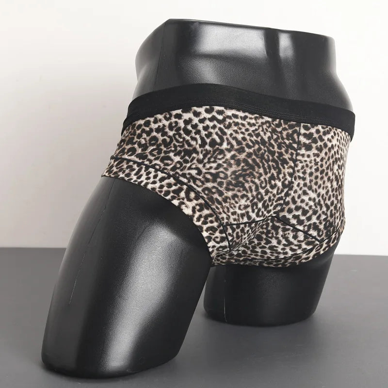 Caleçons pour hommes Jungle Line en imitation léopard, avec poche U, taille basse, sous-vêtements et maillot de bain pour hommes.