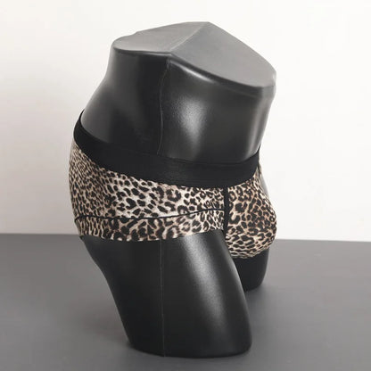 Caleçons sexy homme Jungle Line à imprimé léopard, coupe U, taille basse, sous-vêtements et maillot de bain pour homme.