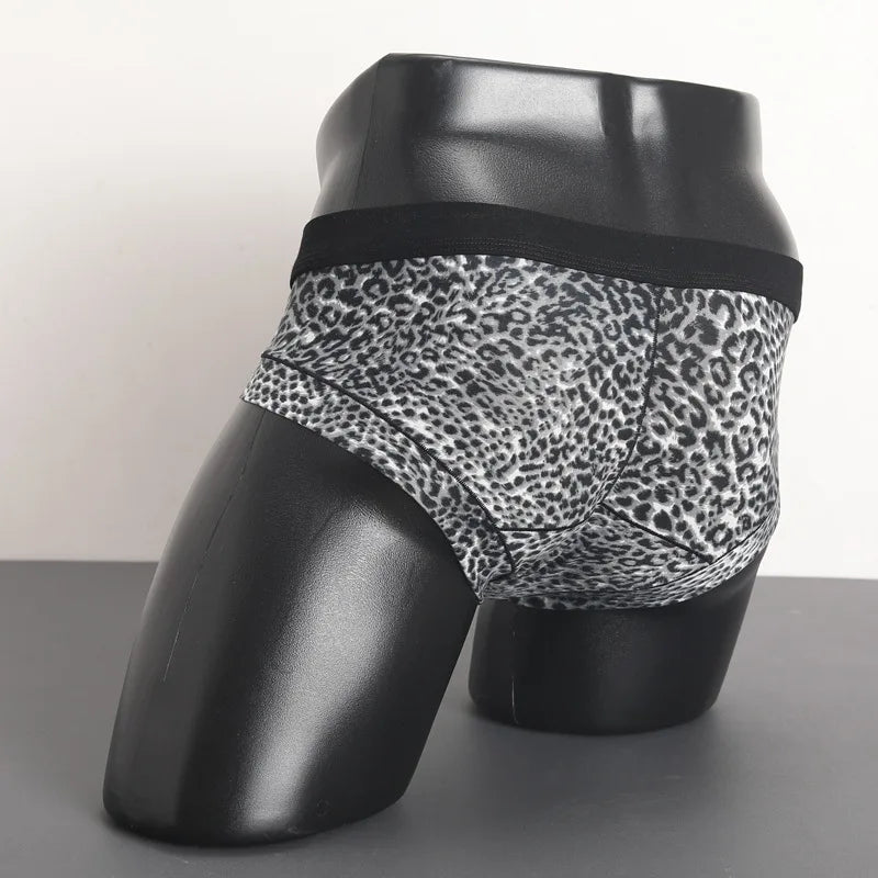 Caleçon pour homme Jungle Line en tissu à motif léopard, coupe basse, avec pouch U convexe, sous-vêtements et maillot de bain.