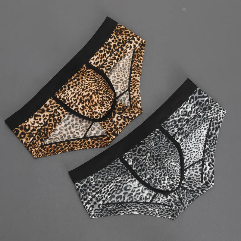 Boxers homme Jungle Line en lycra à motif léopard, coupe basse, avec soutien U convexe, sous-vêtements et maillot de bain pour homme.