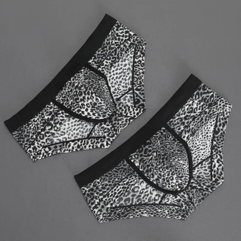 Sous-vêtements masculins Jungle Line, slips en imprimé léopard, coupe U, taille basse, parfaits pour plage ou quotidien.