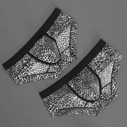 Sous-vêtements masculins Jungle Line, slips en imprimé léopard, coupe U, taille basse, parfaits pour plage ou quotidien.