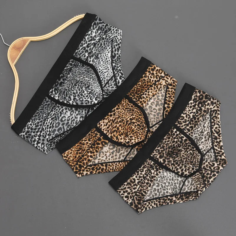 Caleçons pour hommes Jungle Line en imprimé léopard, coupe U, taille basse, sous-vêtements et maillots de bain pour hommes.