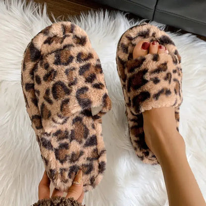 Luxury Leopard Fur Slippers Women's High Platform Jungle Line