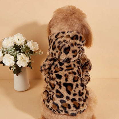 Sweat à capuche pour chien Jungle Line, petit à moyen, motif léopard, avec oreilles, vêtements en peluche pour animaux.