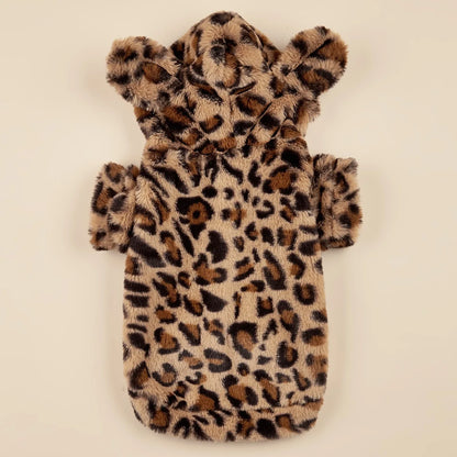 Pull à capuche pour chien Jungle Line, hoodie léopard avec oreilles, peluche pour petits et moyens chiens, vêtement pour animal