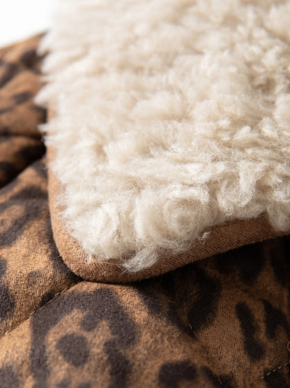 Veste femme Jungle Line FSLE Premium Series en leopard, style rétro, manteau chaud en tissu lourd, occasionnel et streetwear.