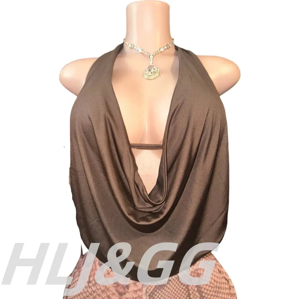 HLJ&GG Sexy Halter Ruched Top Two Piece Sets Women Deep V Backless Crop Top And Leopard Shorts Outfits Fashion 2pcs Streetwear - Jungle Line