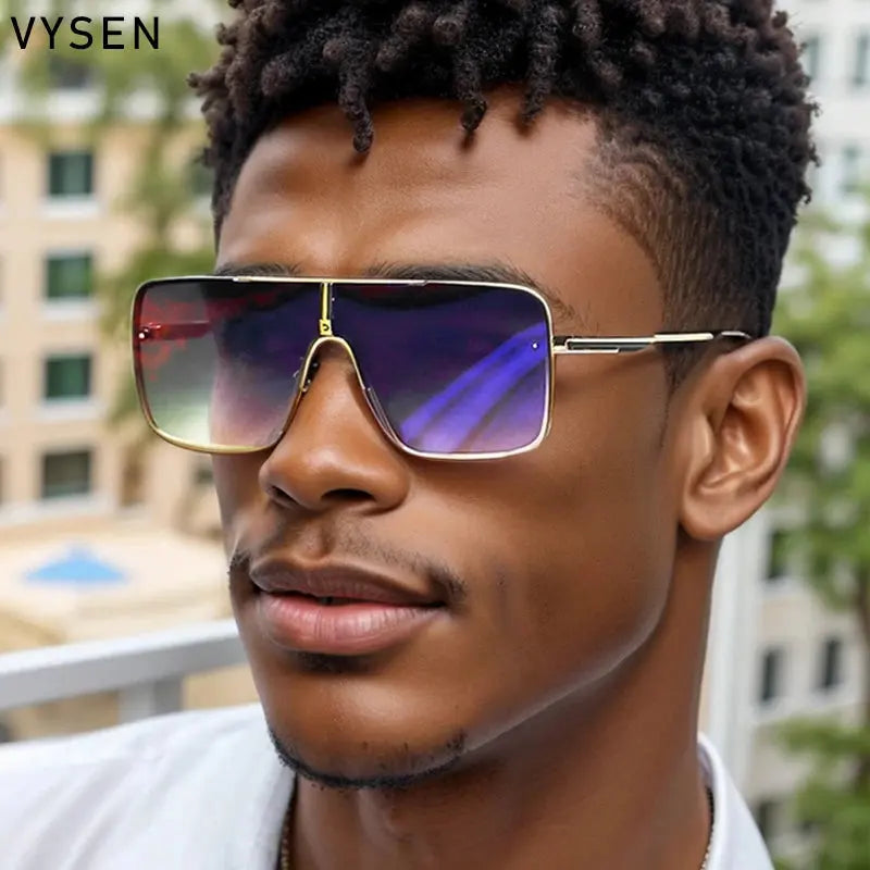 Fashion Oversized Square Sunglasses For Men Big Frame - Jungle Line