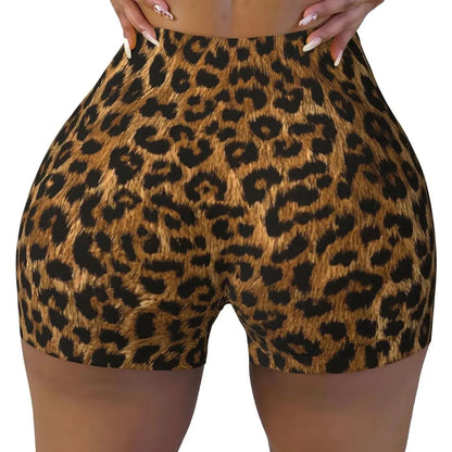 Leopard Women's High Waist Workout Shorts for Sports Athletic Running Hiking Biker Yoga Gym Shorts - Jungle Line