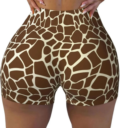 Leopard Women's High Waist Workout Shorts for Sports Athletic Running Hiking Biker Yoga Gym Shorts - Jungle Line