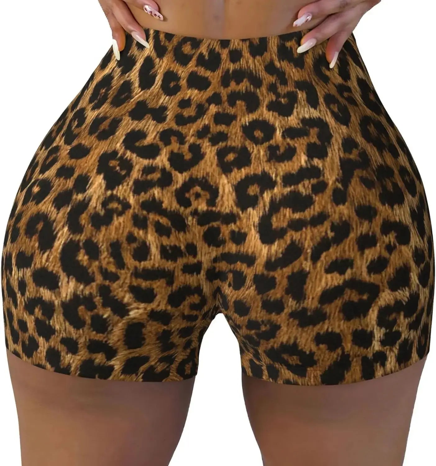 Leopard Women's High Waist Workout Shorts for Sports Athletic Running Hiking Biker Yoga Gym Shorts - Jungle Line
