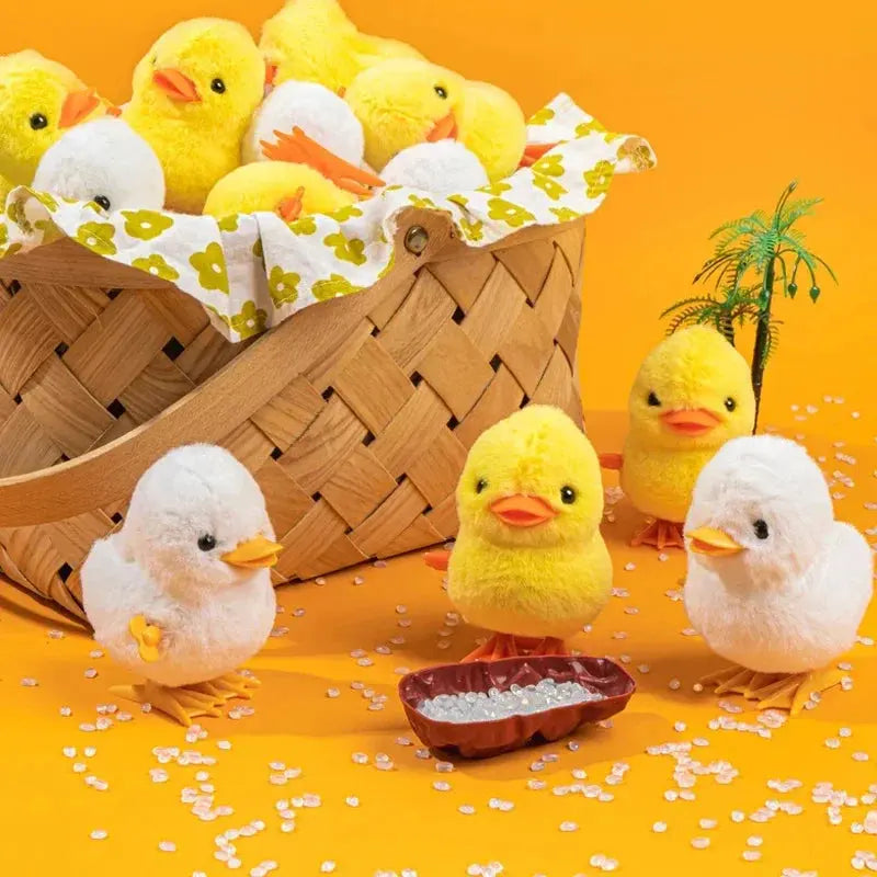 Yellow Jumping Chicken Clockwork Toy Walking Simulation Jungle Line