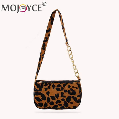 Vintage Street Chain Handbag Plush Leopard Women - Jungle Line