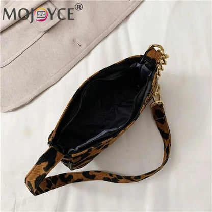 Vintage Street Chain Handbag Plush Leopard Women - Jungle Line