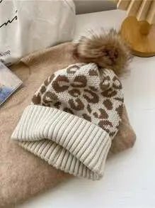 Bonnet en Tricot Léopard Patchwork - Doux et Épais JUNGLE LINE