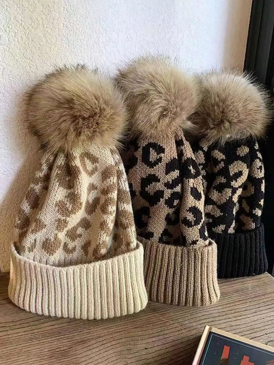 Bonnet en Tricot Léopard Patchwork - Doux et Épais JUNGLE LINE