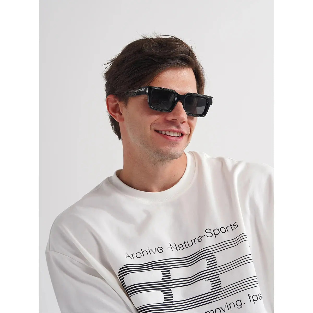 Ruiao 2025 retro black designer sunglasses vintage for women clear luxury square rectangular blue lens man UV400 high quality - Jungle Line