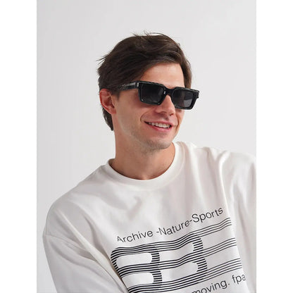 Ruiao 2025 retro black designer sunglasses vintage for women clear luxury square rectangular blue lens man UV400 high quality - Jungle Line