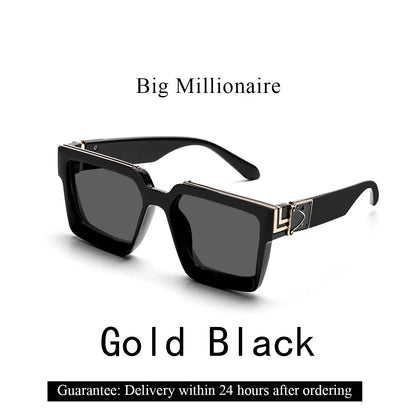 Ruiao Retro Black Millionaire Shades Luxury Sunglasses 2025 For Men Designer Famous Brand Square Sun Glasses Man Women Sunglass - Jungle Line