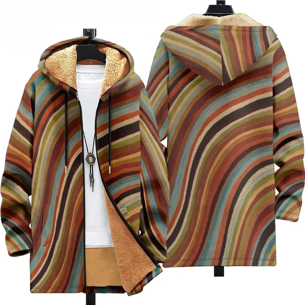 Men Cardigans Coats Tiger Loong Printed Plush Thick - Jungle Line