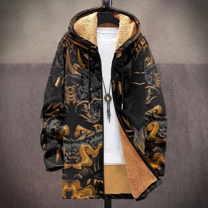 3D Men Cardigans Coats Tiger Loong Printed Plush - Jungle Line
