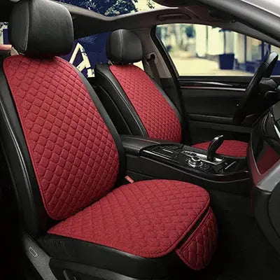 Jungle Line universal linen car seat cover protector on front and rear seats, providing a stylish and protective fit.