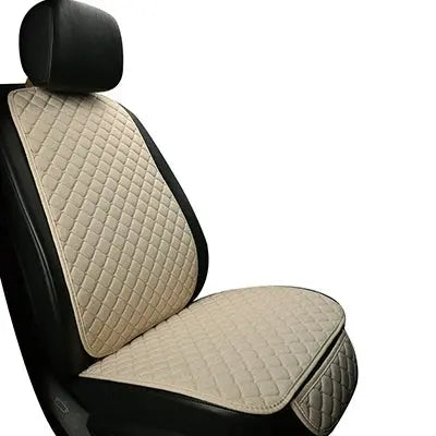 Jungle Line universal linen car seat cover protector for front and rear seats, beige fabric with a textured finish.