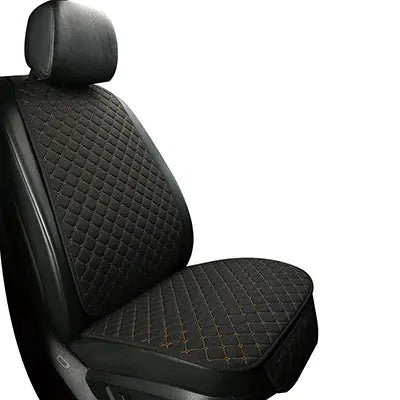 Jungle Line universal linen car seat cover protector on front and rear seats, showing durable fabric and secure fit for vehicle protection.