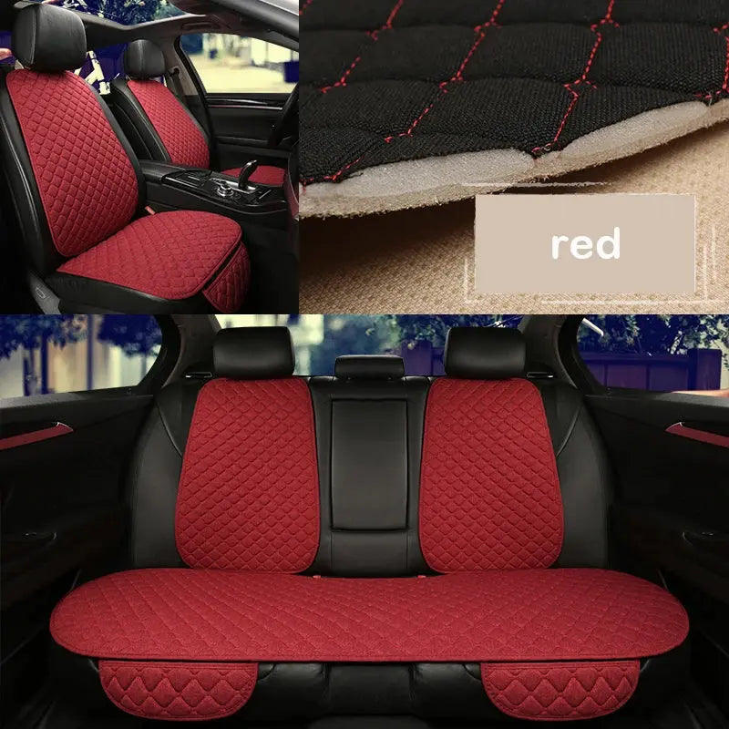 Jungle Line universal linen car seat cover protector for front and rear seats in a coffee color, designed to keep seats clean.