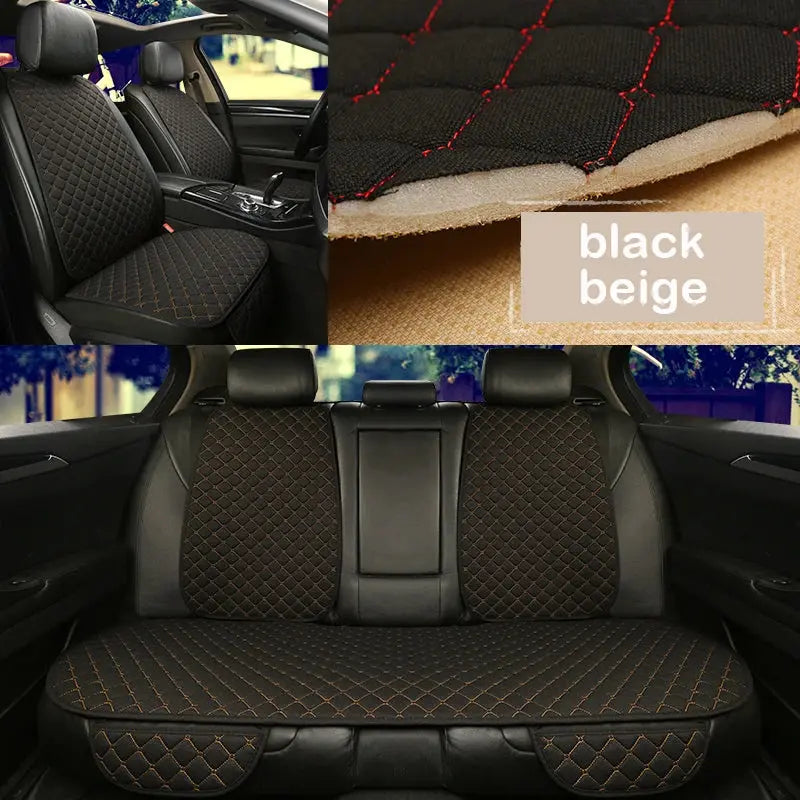 Jungle Line universal car seat cover protector made of linen, fits front and rear seats, provides durable seat protection.