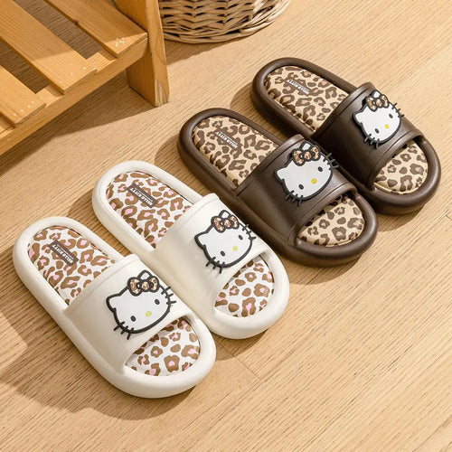 Leopard Women Slippers Summer Cartoon Non-slip Jungle Line