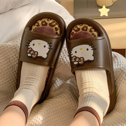 Leopard Women Slippers Summer Cartoon Non-slip Jungle Line