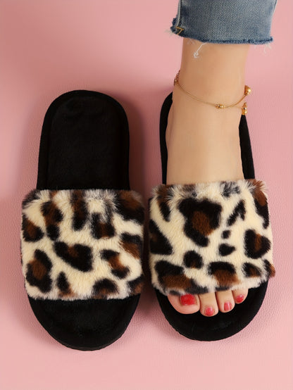 Cozy Leopard Print Women's Slippers - Soft, Warm Fabric Indoor Shoes with Non-Slip EVA Sole, Perfect for All Seasons, Ladies Slippers - Jungle Line