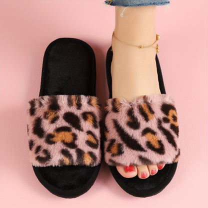 Cozy Leopard Print Women's Slippers - Soft, Warm Fabric Indoor Shoes with Non-Slip EVA Sole, Perfect for All Seasons, Ladies Slippers - Jungle Line