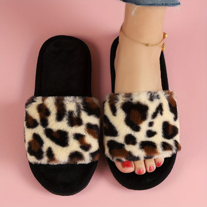 Cozy Leopard Print Women's Slippers - Soft, Warm Fabric Indoor Shoes with Non-Slip EVA Sole, Perfect for All Seasons, Ladies Slippers - Jungle Line