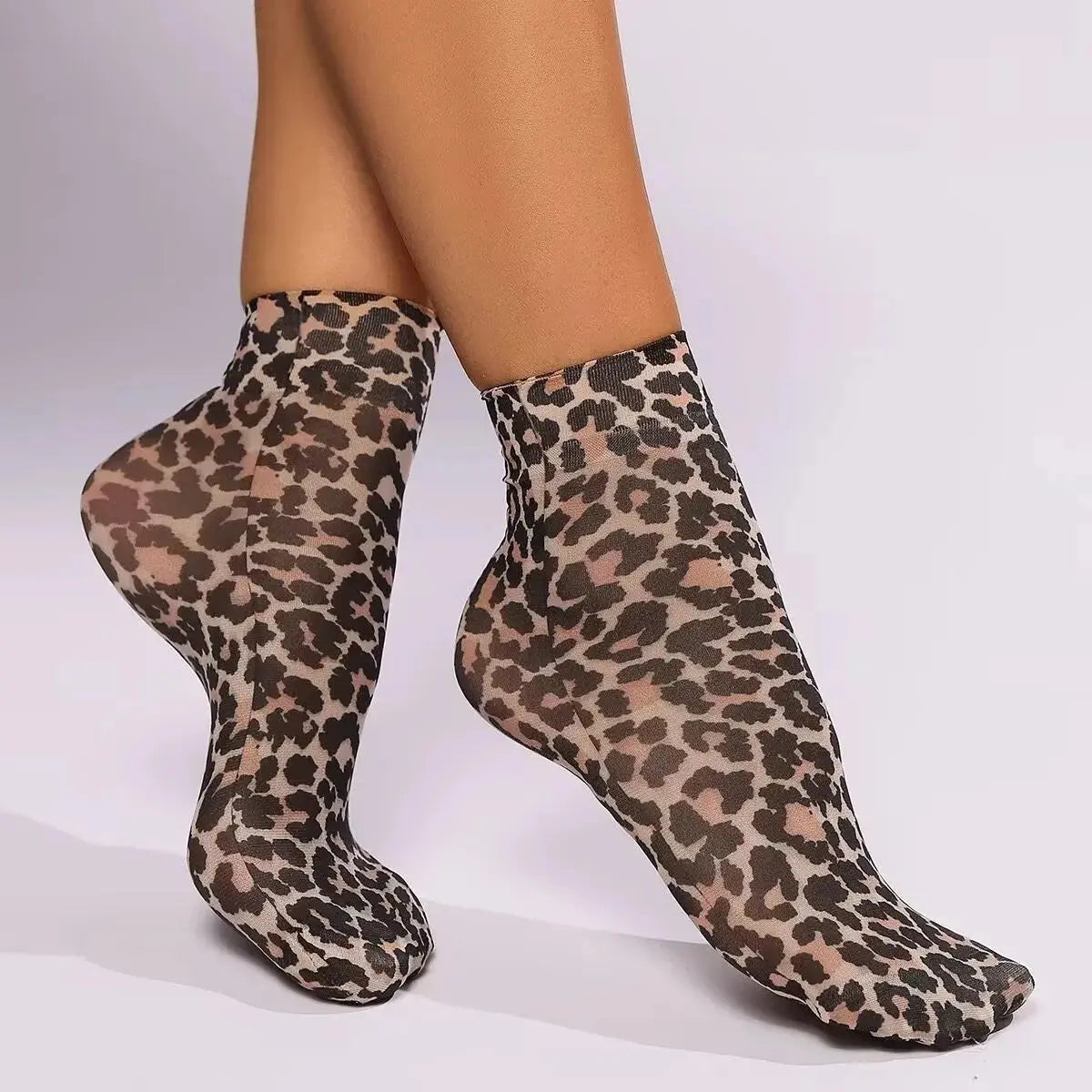 Leopard Large Flower Print Short Socks Single Summer High Elastic Comfortable Breathable Ultra Thin Shoes Short Stockings - Jungle Line