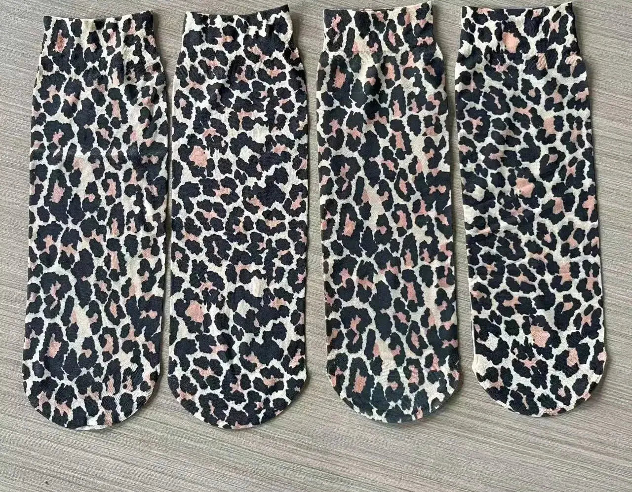 Leopard Large Flower Print Short Socks Single Summer High Elastic Comfortable Breathable Ultra Thin Shoes Short Stockings - Jungle Line