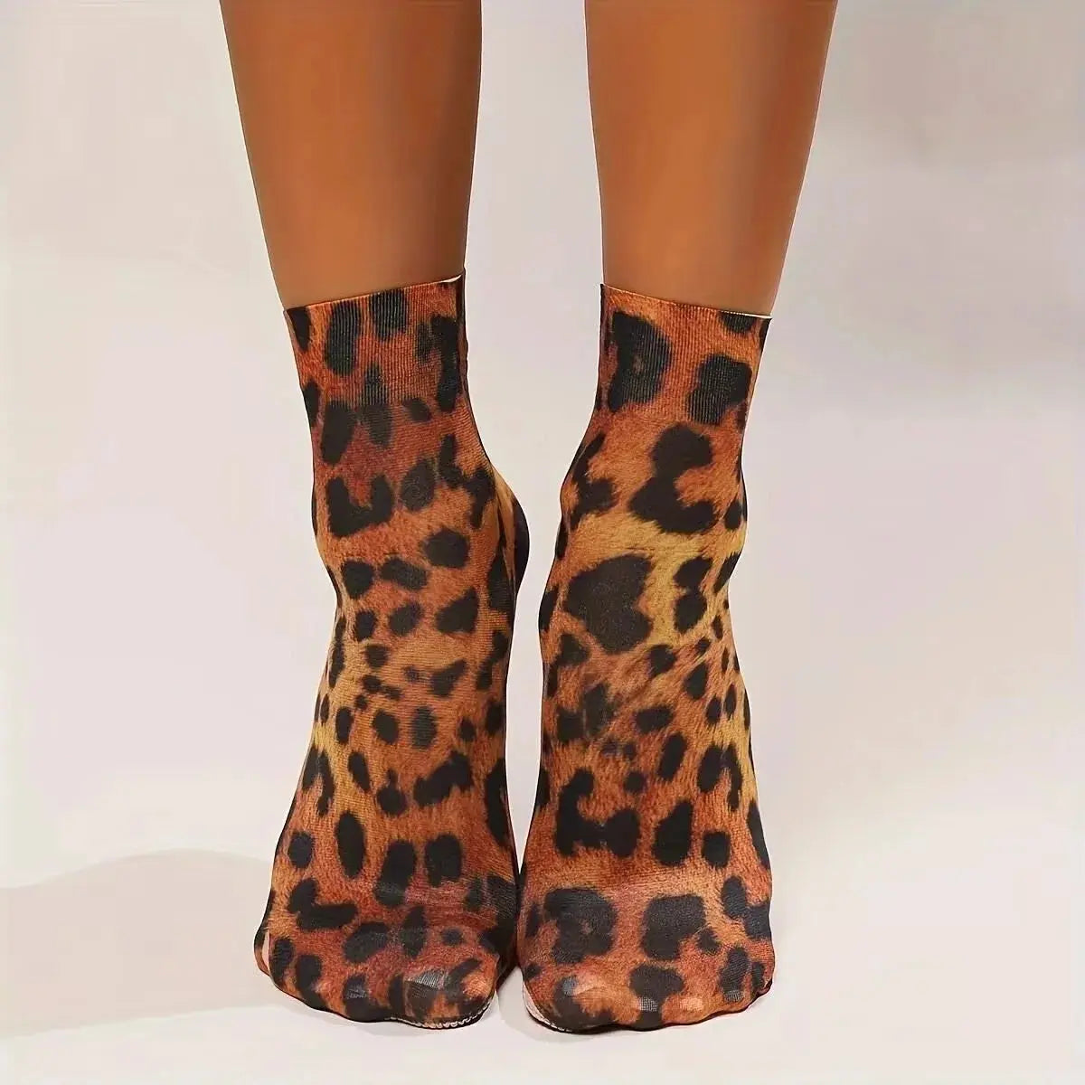 Leopard Large Flower Print Short Socks Single Summer High Elastic Comfortable Breathable Ultra Thin Shoes Short Stockings - Jungle Line