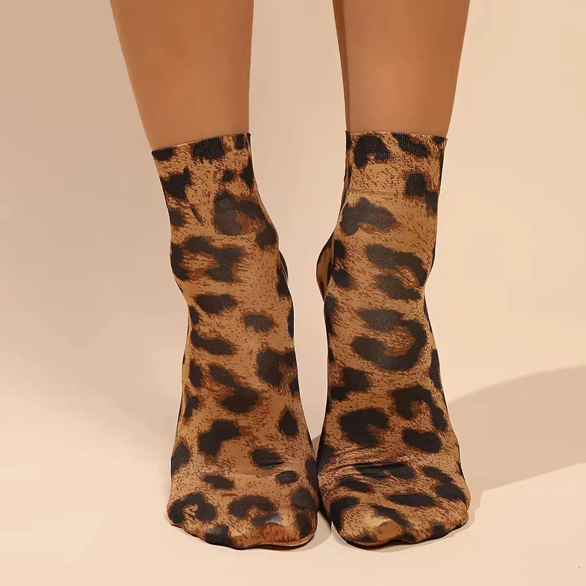 Leopard Large Flower Print Short Socks Single Summer High Elastic Comfortable Breathable Ultra Thin Shoes Short Stockings - Jungle Line