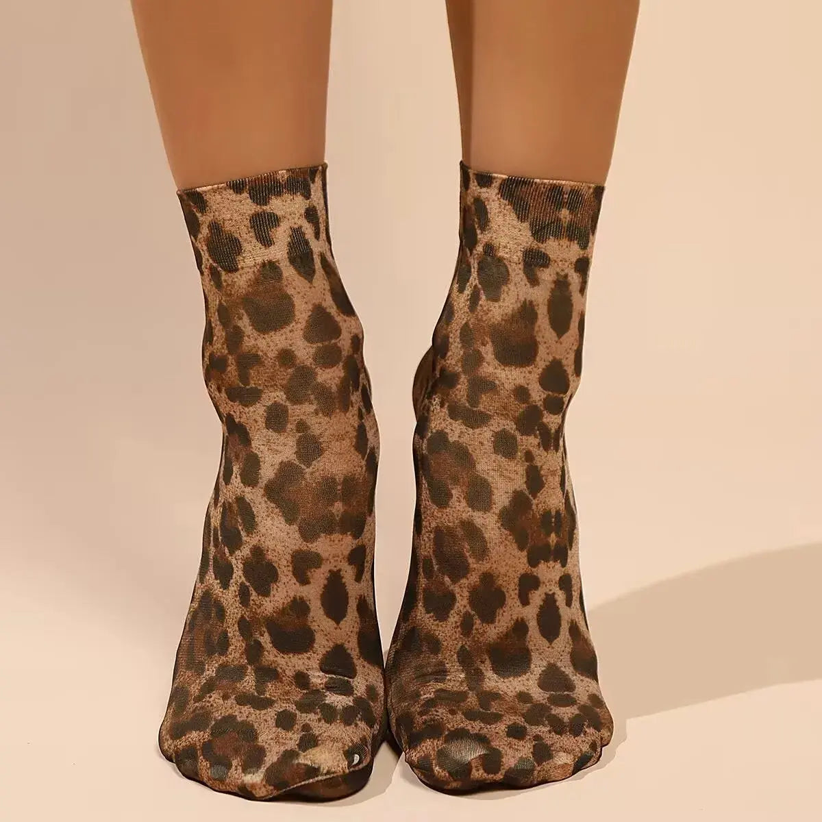 Leopard Large Flower Print Short Socks Single Summer High Elastic Comfortable Breathable Ultra Thin Shoes Short Stockings - Jungle Line